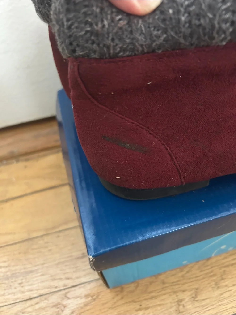 Rouge Burgundy Faux Suede Knit Cuff Lace Up Ankle Boots 🌹
